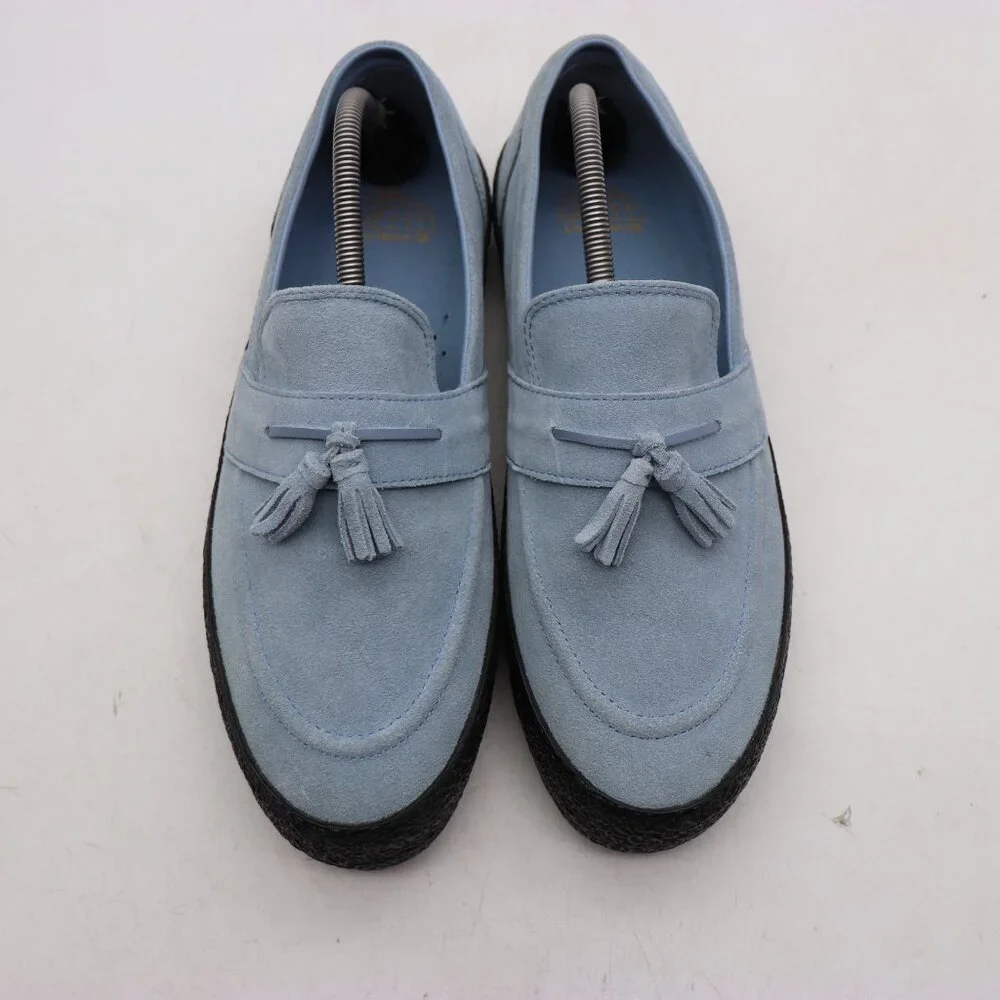 Last Resort AB Men's Size 10.5 Tassel  Loafers Blue Suede Black Slip On Shoes  l